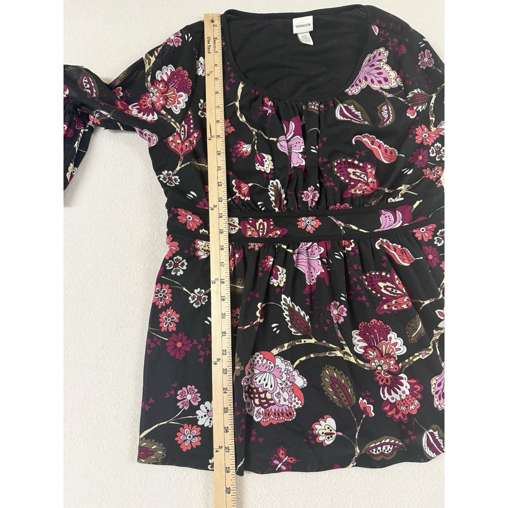 Venezia Womens Babydoll Top Paisley Mesh Size 14/16 Dark Romantic Bell Sleeves - Picture 8 of 8